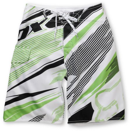 Fox Bionic Shards Boys Green & White Board Shorts