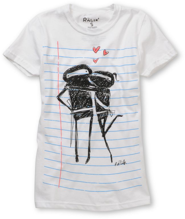 Ralik Ninja Love Notebook Stripe White Tee Shirt