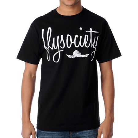 Fly Society Skywriter Black Tee Shirt 