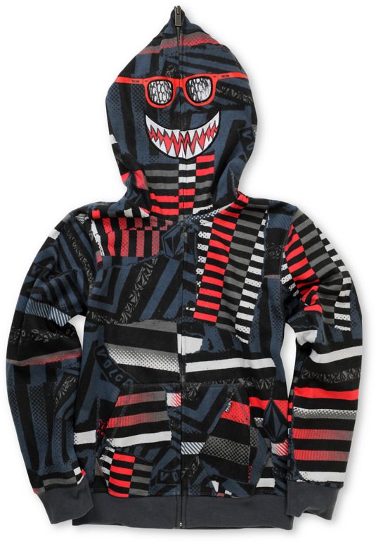 Volcom Boys Mauguro Charcoal Face Mask Full Zip Hoodie