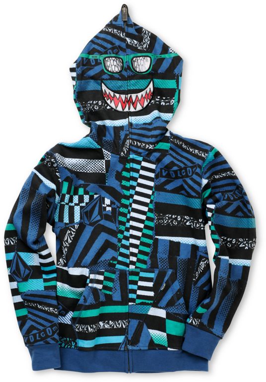 Volcom Boys Maguro Blue Full Zip Face Mask Hoodie
