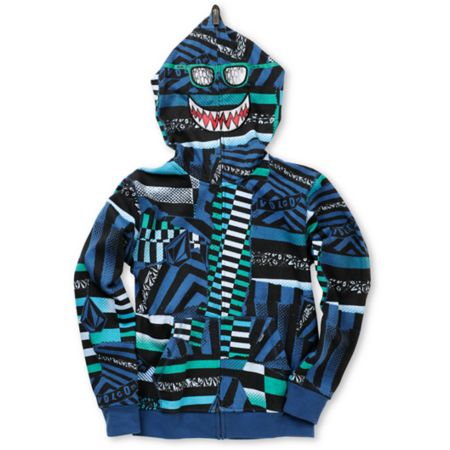 Volcom Boys Maguro Blue Full Zip Face Mask Hoodie