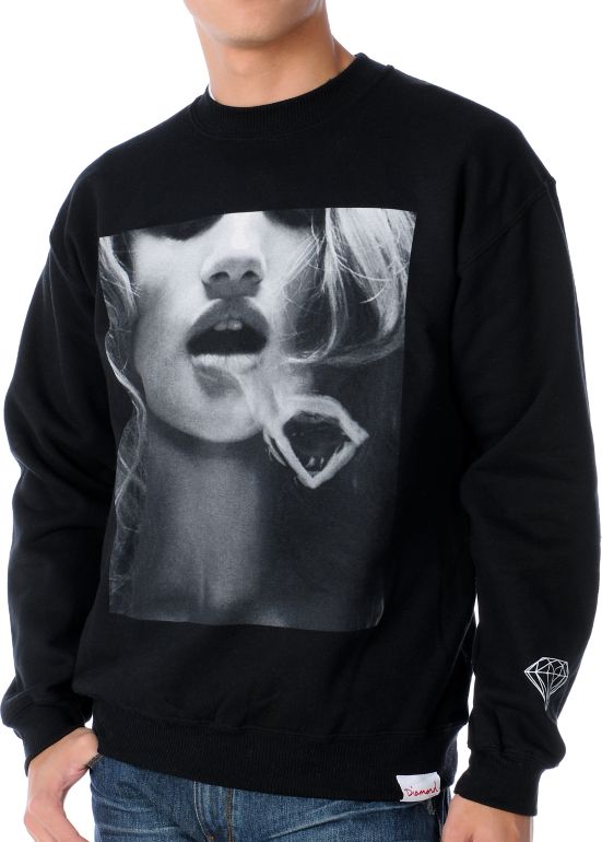 Diamond Supply Smoke Ring 2 Black Crew Neck Sweatshirt