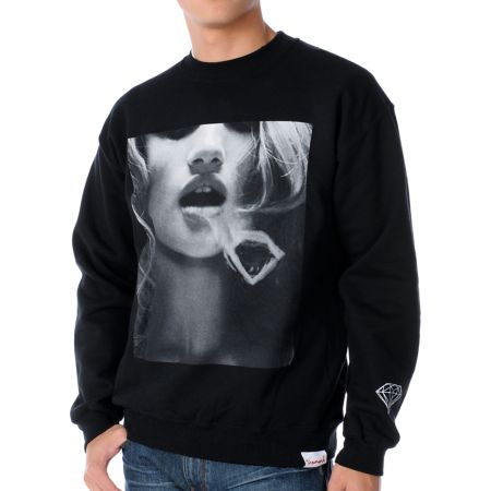 Diamond Supply Smoke Ring 2 Black Crew Neck Sweatshirt