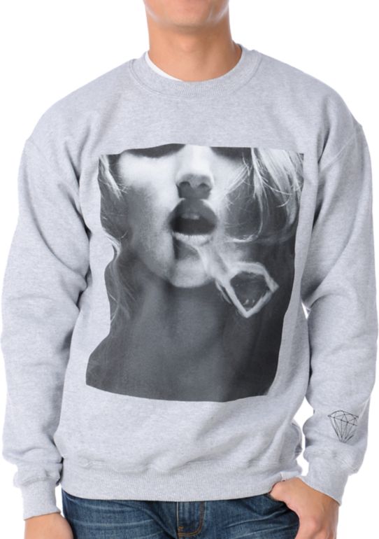 Diamond Supply Smoke Ring 2 Grey Crew Neck Sweatshirt