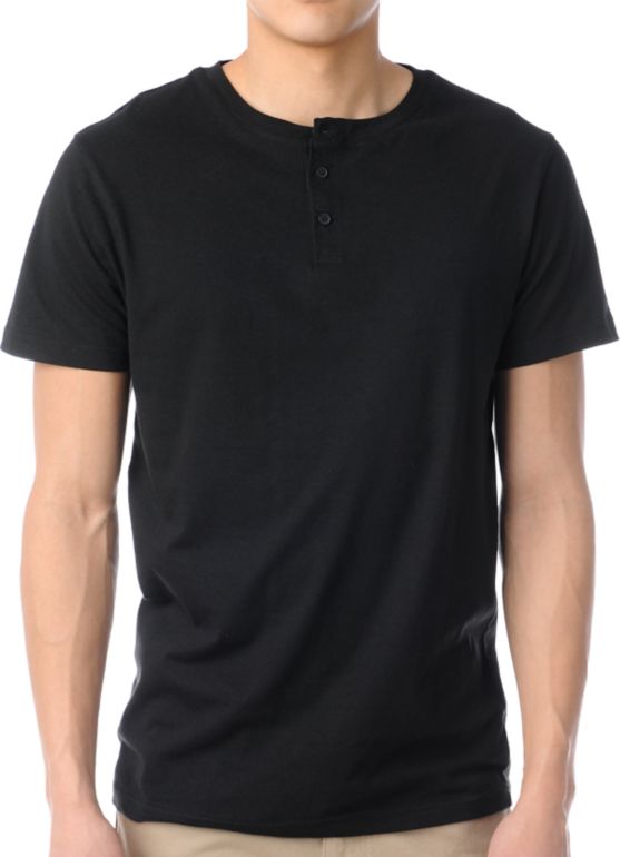 Zine Dibs Black Henley Tee Shirt