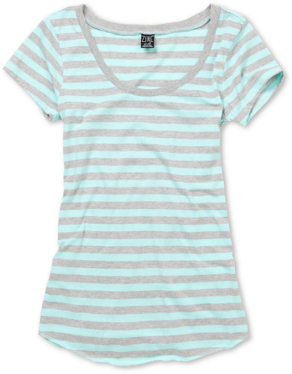 Zine Girls Light Grey & Aqua Scoop Tee Shirt