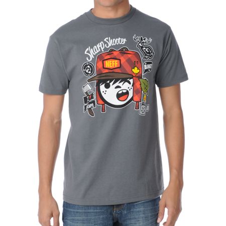 Neff Sharp Shooter Charcoal Tee Shirt