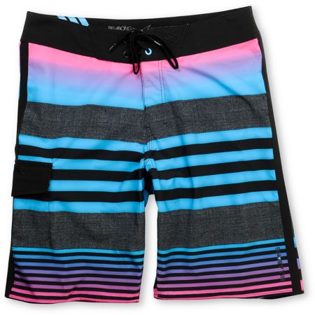 Billabong Reverse 20" Cyan Blue Stripe Board Shorts