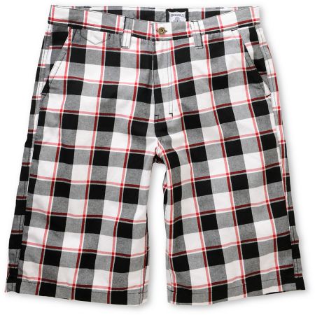 Free World Yung Black & Red Plaid Shorts
