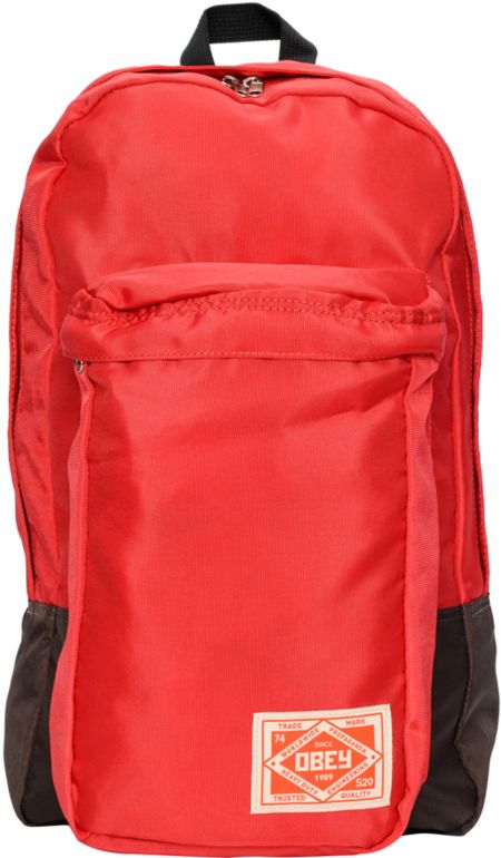 Obey Commuter Red & Brown Backpack