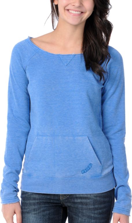 Volcom Girls Moclov Blue Pullover Sweatshirt