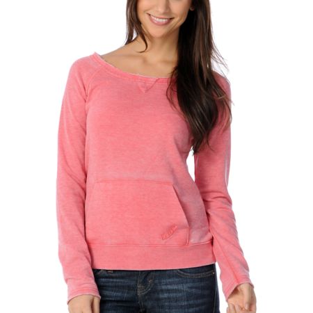 Volcom Girls Moclov Coral Pullover Sweatshirt 