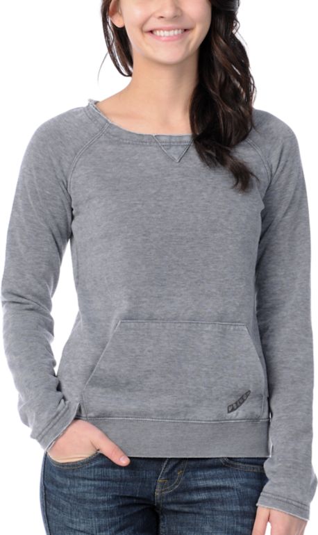 Volcom Girls Moclov Grey Pullover Sweatshirt