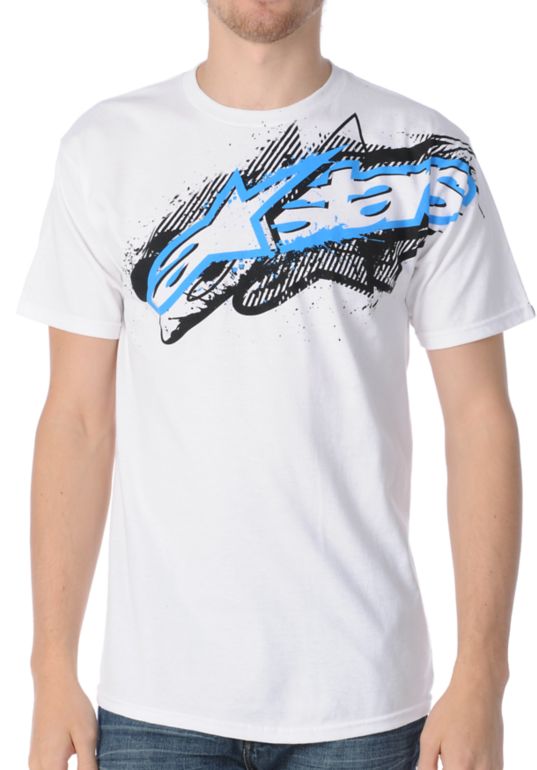Alpine Stars Lined White Tee Shirt