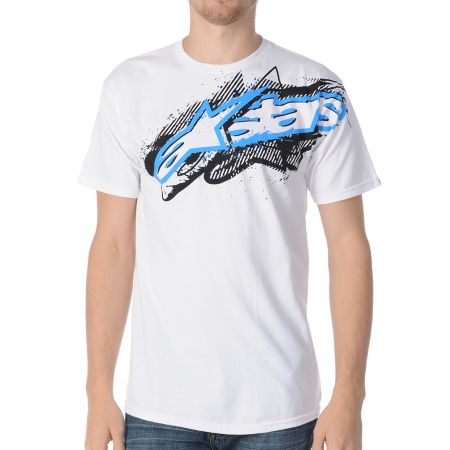 Alpine Stars Lined White Tee Shirt 