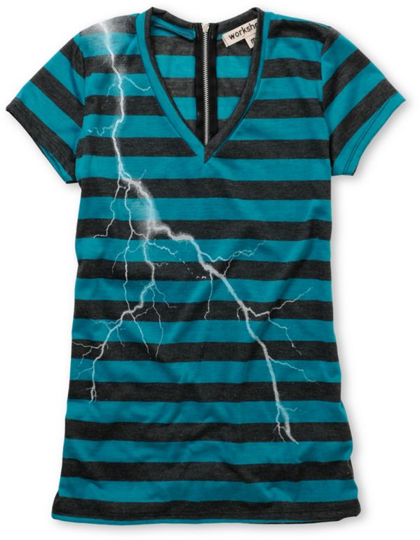 CDC Apparel Lightning Stripe Zipper Tee Shirt