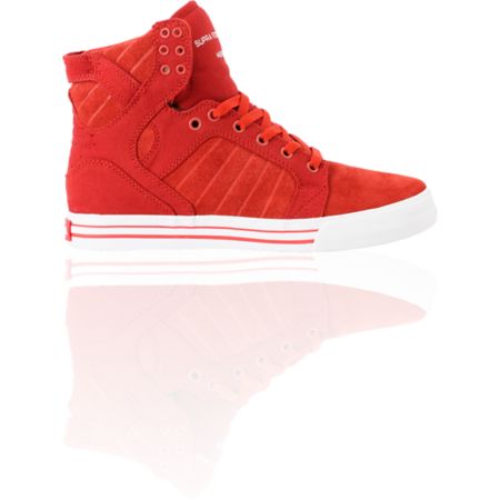 Supra Skytop Red Canvas & Suede Skate Shoe