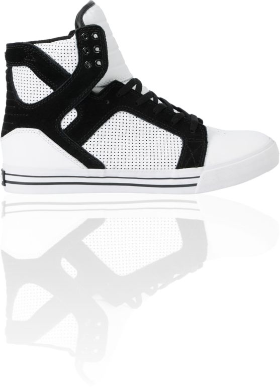 Supra Skytop White & Black Perforated Leather Skate Shoe