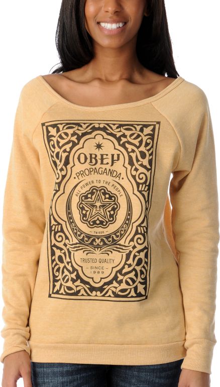 Obey Moroccan Label Yellow Vandal Scoop Neck Sweatshirt