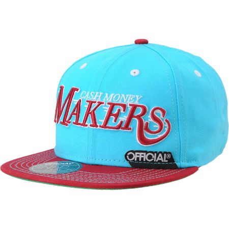 Official Cash Money Makers Aqua & Burgundy Snapback Hat