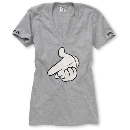 Crooks and Castles Girls Air Guns Grey V-Neck Tee Shirt