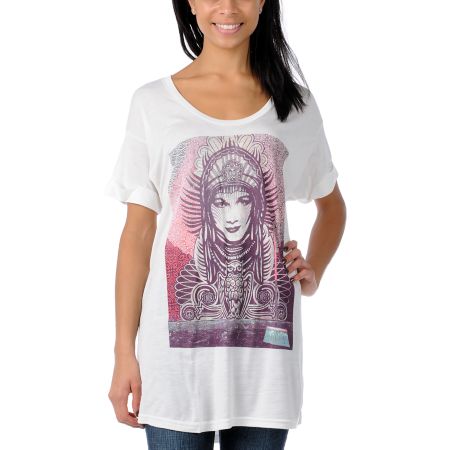 Obey Girls Paris Peace White Tee Shirt