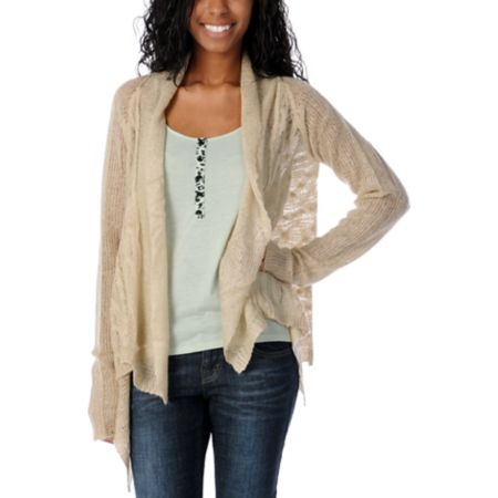 Billabong Girls Bent Natural Cardigan Sweater
