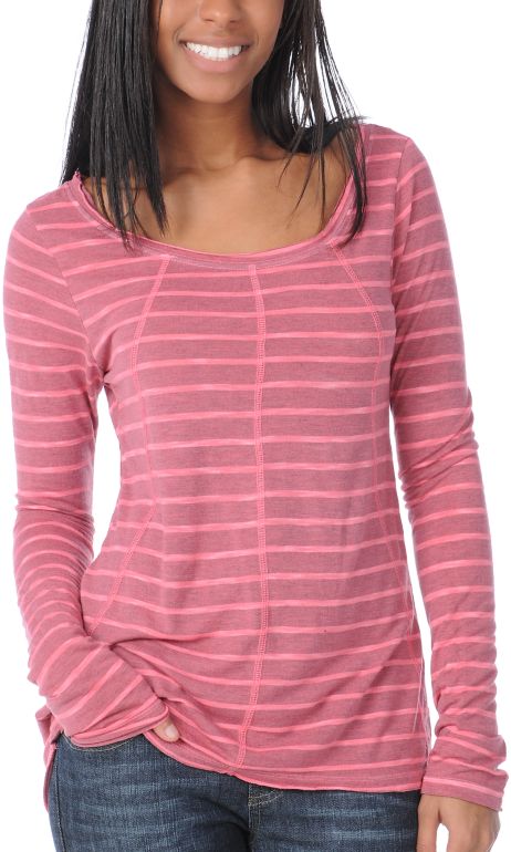 Billabong Girls After Dark Long Sleeve Pink Stripe Shirt