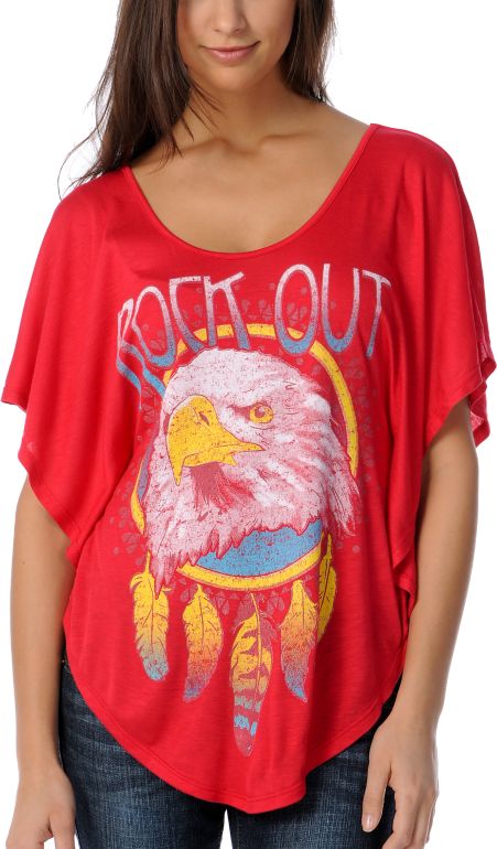 Bitter Sweet Rock Out Girls Oversized Batwing Top