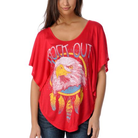 Bitter Sweet Rock Out Girls Oversized Batwing Top