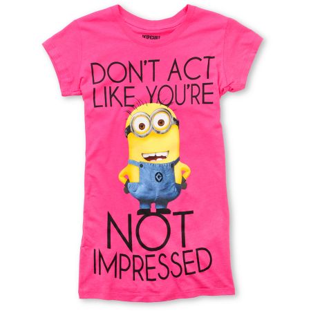 Despicable Me Dont Act Girls Pink Tee Shirt