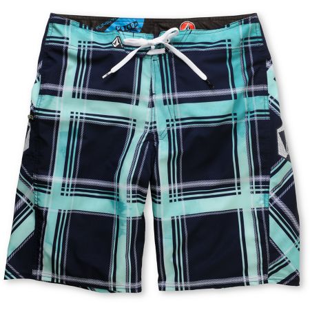 Volcom Plaiter Navy & Teal Plaid 21 Board Shorts