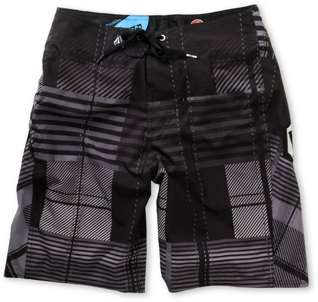 Volcom Gunshot Black Plaid 21 Board Shorts
