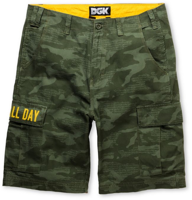 DGK Fat Tip Tonal Green Camo Cargo Shorts