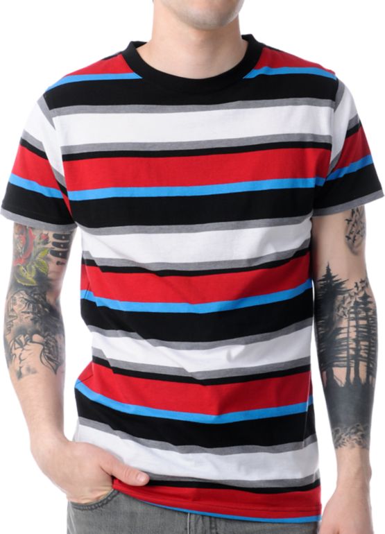 Empyre Orbit Red, Black, & Blue Striped Tee Shirt