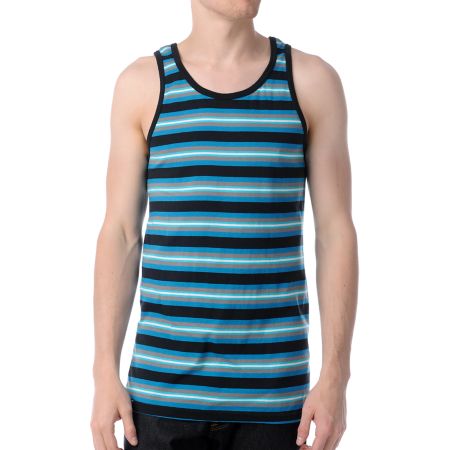 Empyre Caboose Teal & Black Stripe Tank Top 