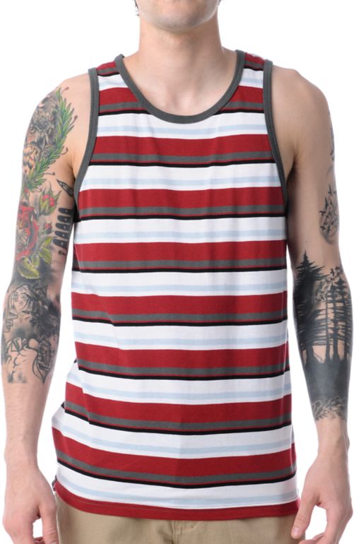 Empyre Bounty Red & Charcoal Stripe Tank Top