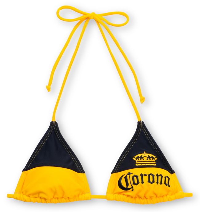 Corona Swim Bottle Label Gold Triangle Bikini Top