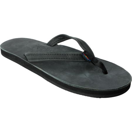 Rainbow Premier Black Leather Girls Sandals