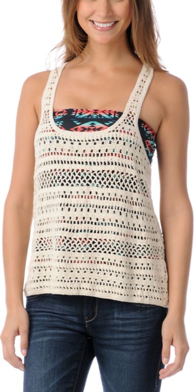 Empyre Girls Janis Cream Crochet Tank Top