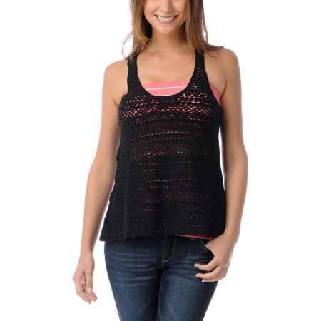 Empyre Girls Janis Black Crochet Tank Top