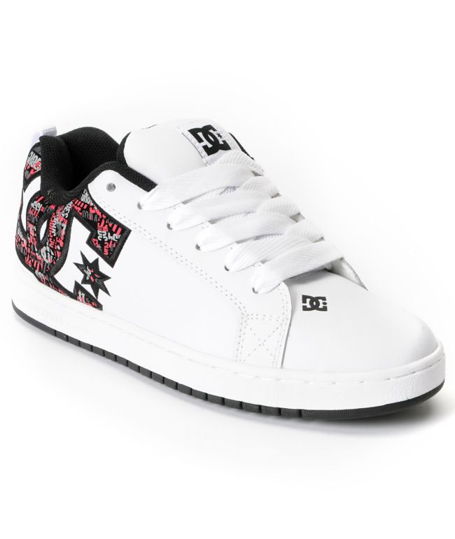 DC Court Graffik SE White & Athletic Red Skate Shoe
