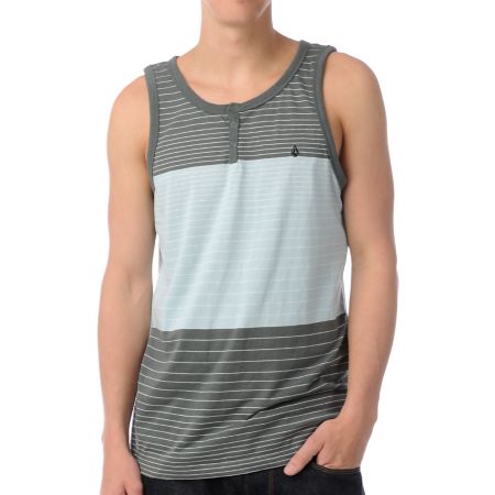 Volcom Transponder Light Blue & Green Tank Top 