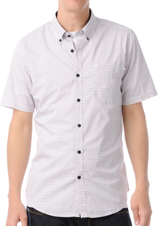 Volcom Check Out White Short Sleeve Button Up Shirt