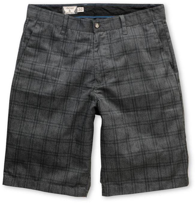 Volcom Frickin Charcoal Grey Plaid Chino Shorts
