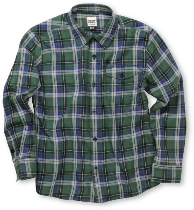 Volcom Boys Rex Green Woven Shirt