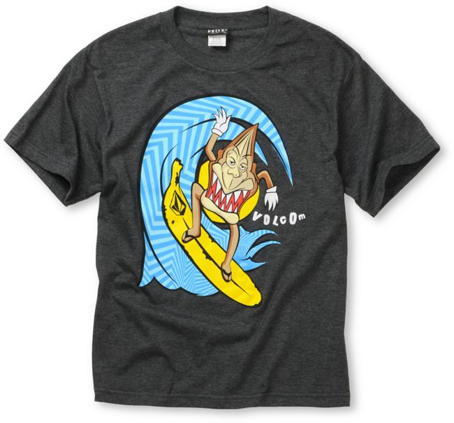Volcom Boys Monkey Shack Charcoal Tee Shirt