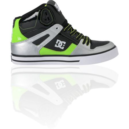 DC Shoes Spartan Hi WC Black, Silver & Lime Green Skate Shoe