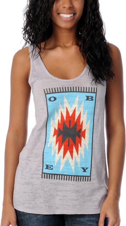 Obey Girls Tribal Blanket Light Purple Burnout Tank